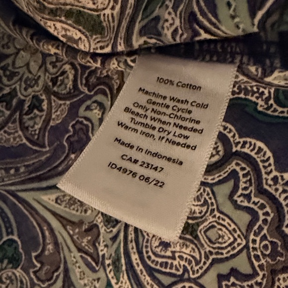Talbots long sleeve Blouse Blue Green Purple Paisley print Blouse Size large - Picture 8 of 10